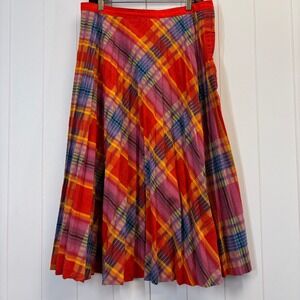 Vintage Patty Woodard Jospeh Magnin Women 70s Seer Sucker Accordion Skirt Size L